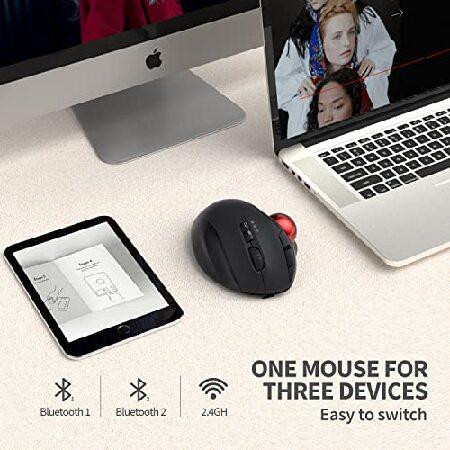 2.4G+Dual Bluetooth Wireless Trackball Mouse, KKUOD 3-Device Connection Ergonomic Mouse, Rechargeable Ergo Mouse with USB-C Port and 3 DPI(並行輸入品)｜olg｜02