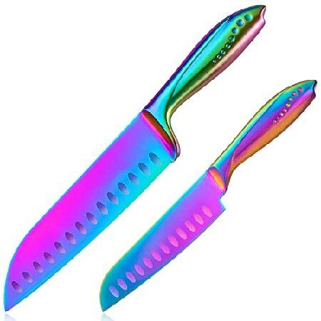 天然石ターコイズ WELLSTAR レインボー三徳包丁 2点セット 鋭利な