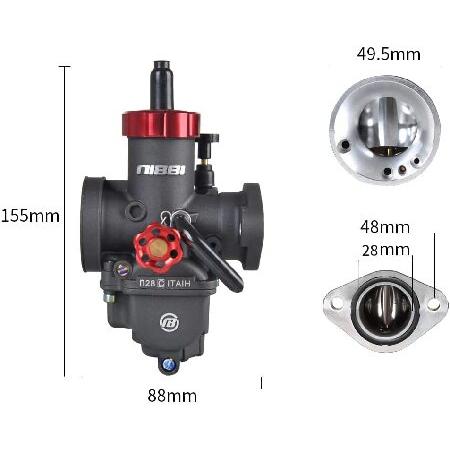 NIBBI オートバイキャブレター PE28FL 自閉フランジ150CC キャブレター 28mm キャブレタージェット付き ホンダ ヤマハ スズキ カワサキ オートバイ スクーター A