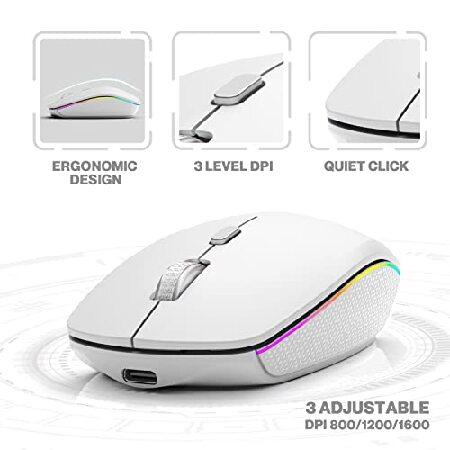 メール便送料無料対応可 Wireless Keyboard Mouse Combo， Ultra Slim Backlit Wireless Keyboard and Mouse Set Multi-Device 2.4G USB Rechargeable Bluetooth Keyboard an(並行輸入品)