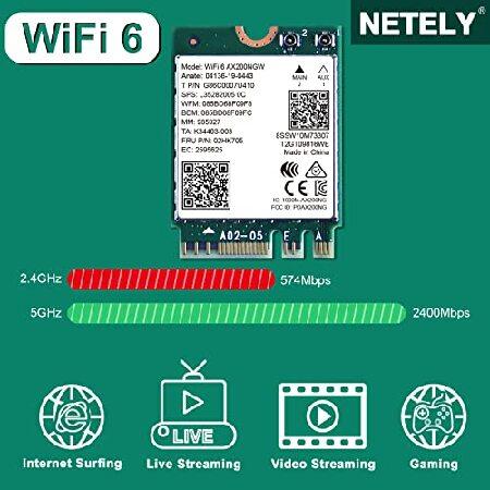 NETELY 802.11AX WiFi 6 AX200NGW MGFF M2 インターフェイス WiFiアダプター WiFi 6 3000Mbps (2.4GHz 574Mbps ＆ 5GHz 2400Mbps) ネットワークカー(並行輸入品)｜olg｜02