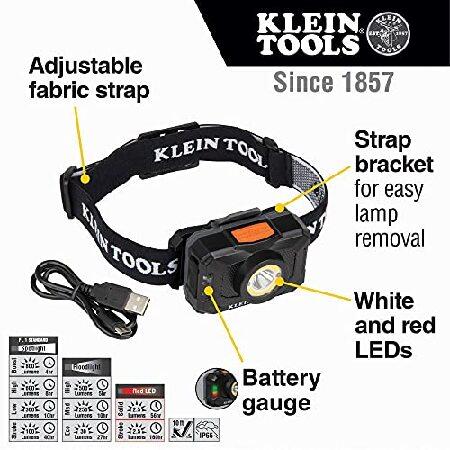 休日限定 Klein Tools 80060 Rechargeable Flashlight Tool Kit Includes LED Flashlight with Worklight and Headlamp with White and Red Light， 2-Piece