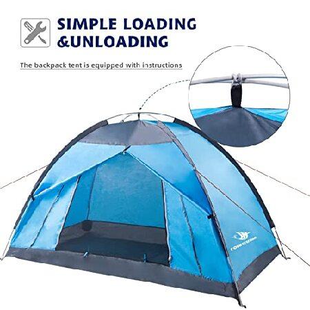 Arctic Lemmings 7.2×4×4フィート シングルバックパックテント、防水キャンプやハイキングテントは一人で使え、軽くて丈夫(ブルー)｜olg｜04
