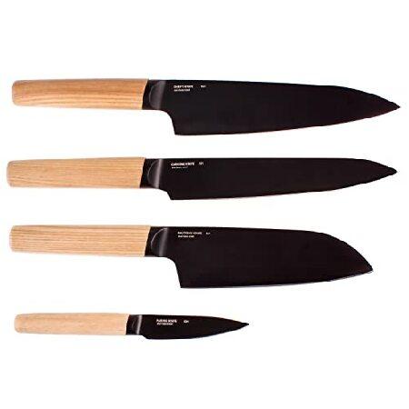 Berghoff Ron 4Pc Non-stick Kitchen Knife Set With Wood Handle Titanium PVD Coated Sharp ＆ Well Balanced｜olg｜05