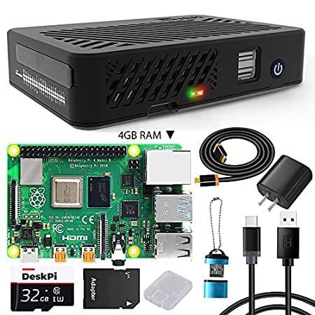 GeeekPi DeskPi Lite Raspberry Pi 4ケース 電源ボタン/ヒートシンク付き PWMファン付き Raspberry Pi (並行輸入品)