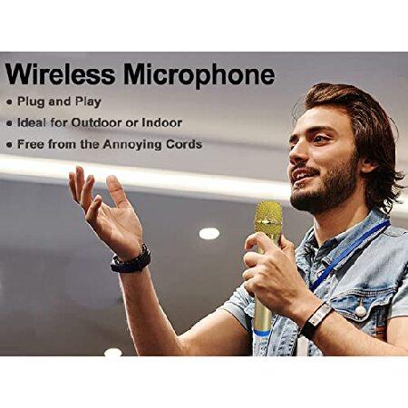 Wireless Microphone, 200 ft Range, 1/4‘’＆1/8‘’Output, UHF Dual Cordless Metal Dynamic Mic System with Rechargeable Receiver, for Kara(並行輸入品)｜olg｜06