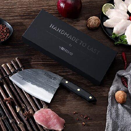  ENOKING Meat Cleaver Hand Forged Chef Knife High Carbon Steel  Kitchen Butcher Knife with Full Tang Handle Leather Sheath Chopping Knife  for Kitchen, Camping, BBQ (6.3 In) : Home & Kitchen