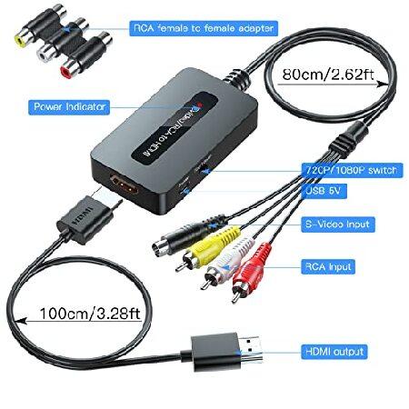 【並行輸入品】 Sedytetoc RCA Svideo - HDMIコンバーター HDケーブル(RCAとSvideo統合)、CVBSコンポジットAVからHDMIコンバーター。