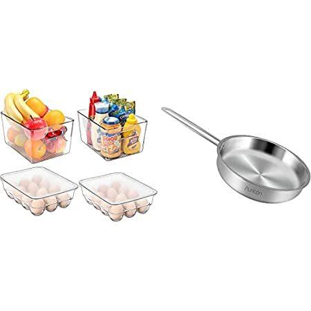 Puricon Clear Organizer + Egg Container Tray Bundle with Stainless Steel Fr【並行輸入品】