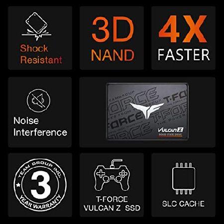 【並行輸入品】 TEAMGROUP T-Force Vulcan Z 2TB SLC Cache 3D NAND TLC 2.5 Inch SATA III Internal Solid State Drive SSD (R/W Speed up to 550/500 MB/s) T2