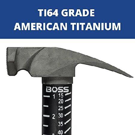 Boss Hammer Construction Grade Ti64 Titanium Hammer with Tough-Fiber Shock-Absorbing Fiberglass Handle - 16 oz, No-Slip Grip, Milled Faced - BH16TIPFM｜olg｜03