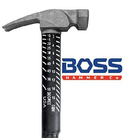 Boss Hammer Construction Grade Ti64 Titanium Hammer with Tough-Fiber Shock-Absorbing Fiberglass Handle - 16 oz, No-Slip Grip, Milled Faced - BH16TIPFM｜olg｜06