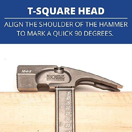 通販オンラインストア Boss Hammer Pro Series Titanium Hammer with Over-Molded No-Slip Rubber Grip - 14 oz， Construction Grade， Dual Side Nail Pullers， Smooth Faced - BH14TI