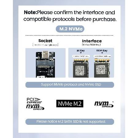 【並行輸入品】 ORICO M.2 SSD 外付けケース NVMe ケース M.2 SSD ケース 40Gbps 4TB NVMe PClE M-Key(B+M Key)2280 に適用 Thunderbolt 3/4