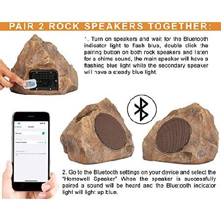 販売購入 Homewell Outdoor Rock Speaker Solar-Powered Wireless Bluetooth 5.0 Portable Speaker Weatherproof for Patio， Pool， Deck， Yard， Garden and Home (1-Pack，