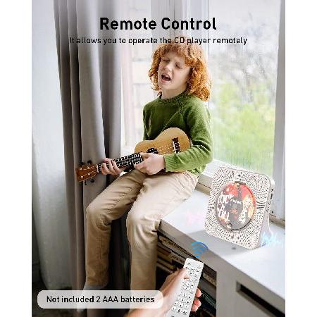 総合通販 Desktop CD Player Portable with Bluetooth，Dual Stereo Speakers， CD Music Player for Home with Remote Control，Dust Cover，FM Radio，LED Scree(並行輸入品)