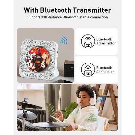 総合通販 Desktop CD Player Portable with Bluetooth，Dual Stereo Speakers， CD Music Player for Home with Remote Control，Dust Cover，FM Radio，LED Scree(並行輸入品)