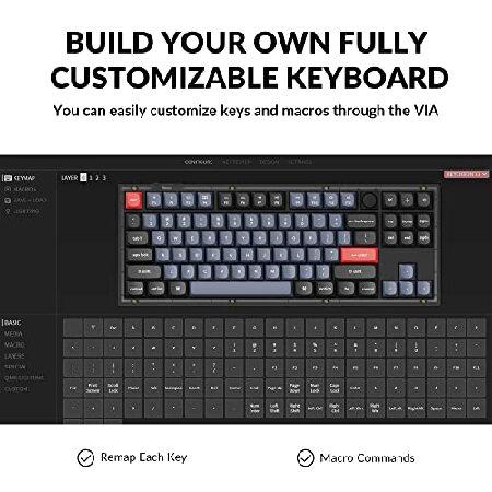 【並行輸入品】 Keychron V3 有線カスタムメカニカルキーボードノブバージョン TKL QMK/VIA プログラム可能なマクロ ホットスワップ可能なKeychron K Pro Red_2