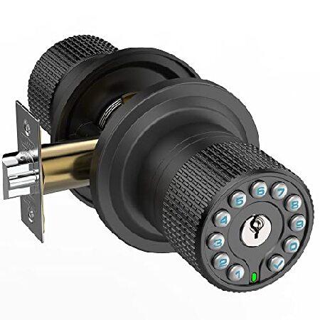 【並行輸入品】 iulock スマートドアノブ キーパッドとキー付き キーレスエントリードアロック ラバーグリップ付き オートロック ユーザー ...
