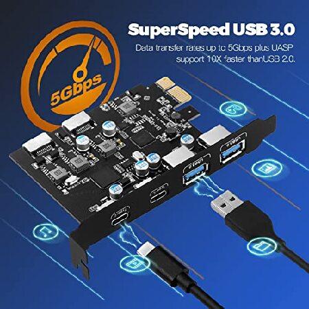 並行輸入品】 YEELIYA PCIe - USB 3.0 拡張カード 6ポート (2X Type-E