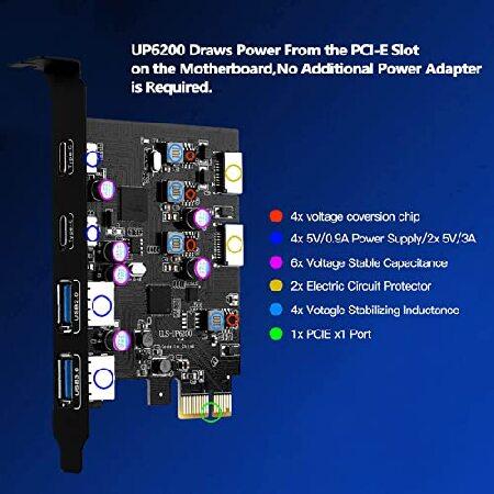 並行輸入品】 YEELIYA PCIe - USB 3.0 拡張カード 6ポート (2X Type-E