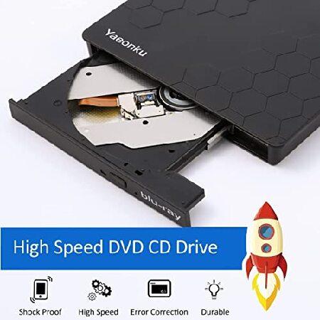 Yaeonku ダブルコネクタ 外付けBlu-ray CD DVDドライブ USB3.0 Type-C ポータブルCD DVD書き込みプレーヤー 3D ブルーレイ ノートパソコン/デスクトップパソコン｜olg｜02