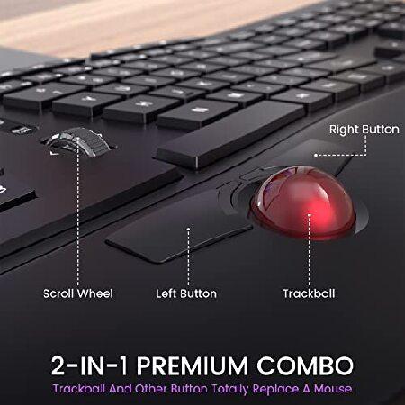 Ergonomic Keyboard, 2 in 1 Wireless Computer Keyboard and Trackball Mouse Combo Design with Wrist Rest, Split Keyboard, USB Keyboard for W(並行輸入品)｜olg｜04