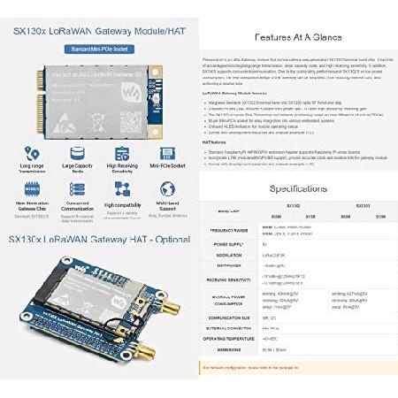 【並行輸入品】 Waveshare SX1302 868M LoRaWAN Gateway HAT for Raspberry Pi L76K Module Standard Mini-PCIe SocketLong Range Transmission Large Capacity | ブランド登録なし | 01