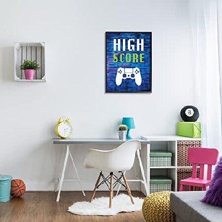 Stupell Industries High Score Pixel Style Gaming Controller Typography Framed Wall Art, Design By Victoria Barnes(並行輸入品)