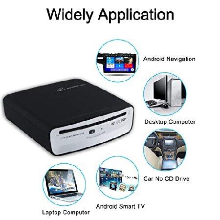 【並行輸入品】 USBポータブルCDプレーヤー 車用 ユニバーサル外付けカーCDプレーヤー USB DVD CDプレーヤー 車 Androidナビゲーション/テレビ用の画像
