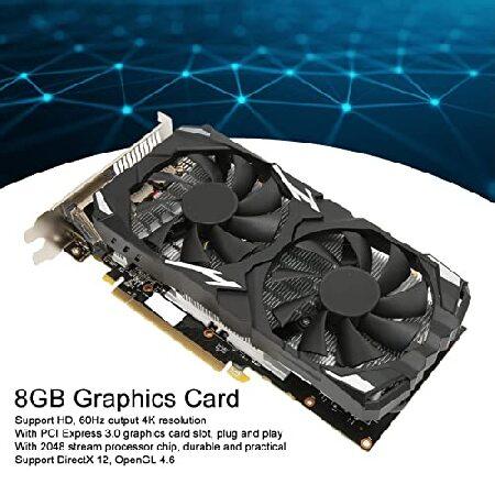 【並行輸入品】 RX 580グラフィックスカード 8GB GDDR5 256ビット 3 x DP HDMI DVI出力 8K 16 PCI Express 3.0対応 冷却ファン2個 ゲームグラフィックカードの画像