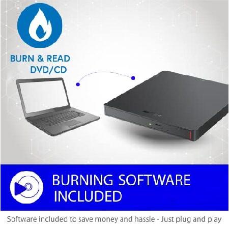 【並行輸入品】 BUFFALO (バッファロー) MediaStation 8倍 ポータブルDVDライター M-DISC対応 TAA準拠の画像