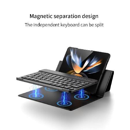 ブランドショッパー付き FYTON Bluetooth Keyboard Case for Samsung Galaxy Z Fold4， Light and Portable Bluetooth Wireless Keyboard with Leather Stand Cover ＆ S Pen(並行輸入品)