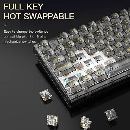 YUNZII X75 ホットスワップメカニカルキーボード 透明なキーキャップ