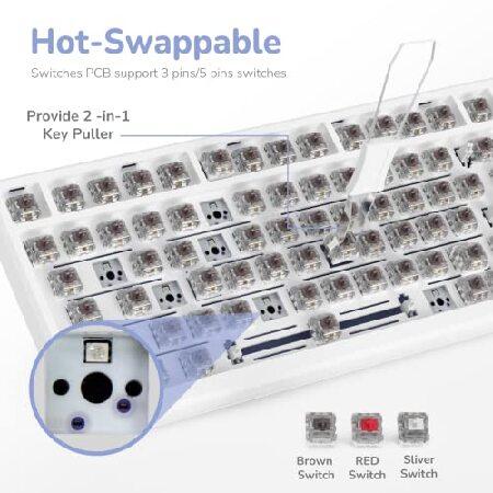  RK ROYAL KLUDGE M75 Mechanical Keyboard， 2.4GHz Wireless/Bluetooth/USB-C Wired Gaming Keyboard 75% Layout 81 Keys with OLED Smart Display ＆ Knob， RGB