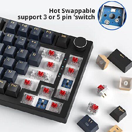 【並行輸入品】 Fogruaden 75% Wired Mechanical Gaming Keyboard 75 Percent Keyboard Hot Swappable， Red Switch， RGB Backlit 82 Keys TKL Mechanical_1