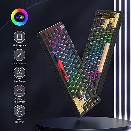【並行輸入品】 Fogruaden 75% Wired Mechanical Gaming Keyboard 75 Percent Keyboard Hot Swappable， Red Switch， RGB Backlit 82 Keys TKL Mechanical_3
