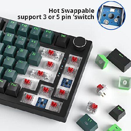 【並行輸入品】 Fogruaden Wired 75% Percent Mechanical Keyboard Hot Swappable， Red Switch， RGB Backlit， 82 Keys TKL Mechanical Keyboard， NKRO Compact_1