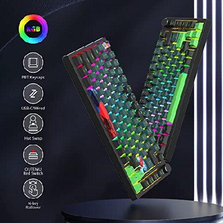 【並行輸入品】 Fogruaden Wired 75% Percent Mechanical Keyboard Hot Swappable， Red Switch， RGB Backlit， 82 Keys TKL Mechanical Keyboard， NKRO Compact_3