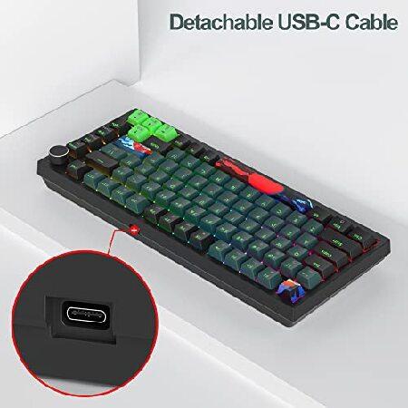 【並行輸入品】 Fogruaden Wired 75% Percent Mechanical Keyboard Hot Swappable， Red Switch， RGB Backlit， 82 Keys TKL Mechanical Keyboard， NKRO Compact_5