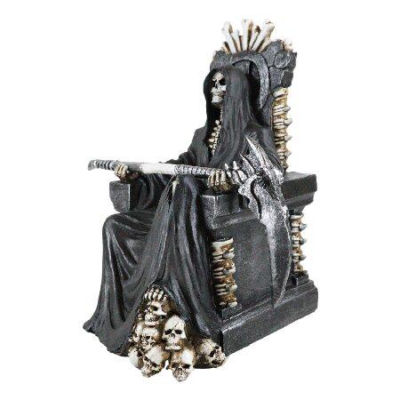 【並行輸入品】 Ebros Gift サンタ・ムエルテ ブラック 聖死 死神 スケルトン スカル 玉座 鎌の置物 高さ10.5インチ 男がいない人を待つ 死の天使 Ossuary_5