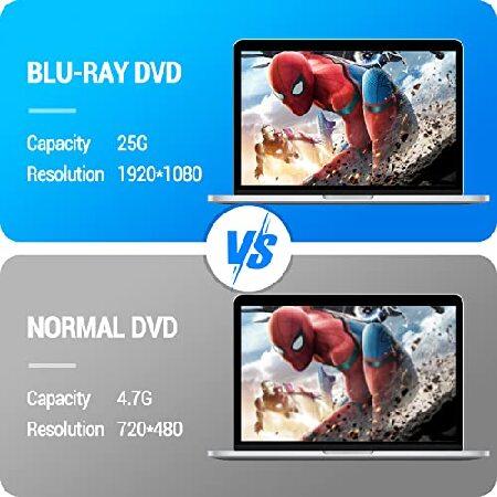 【並行輸入品】 外付けブルーレイドライブ、PC用ポータブル3D外部Blueray/DVDドライブ、50GディスクR/W USB 3.0 Type-C ブルーレイバーナー対応 ノートパソコンの画像