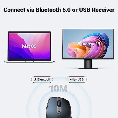 UGREEN Bluetooth Wireless Mouse Ergonomic Bluetooth 5.0 Mouse 2.4G Cordless Mouse with USB Receiver 4000 DPI 5 Buttons Silent USB Mice for Laptop, Mac｜olg｜02