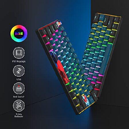 【並行輸入品】 Ussixchare 61 Tasten， 60% Tastatur， mechanische RGB-Tastatur， kabelgebunden， 60% Gaming-Tastatur mit PBT-Hintergrundbeleuchtung， mit_1