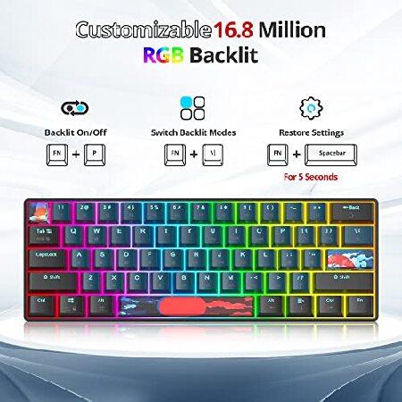 【並行輸入品】 Ussixchare 61 Tasten， 60% Tastatur， mechanische RGB-Tastatur， kabelgebunden， 60% Gaming-Tastatur mit PBT-Hintergrundbeleuchtung， mit_3