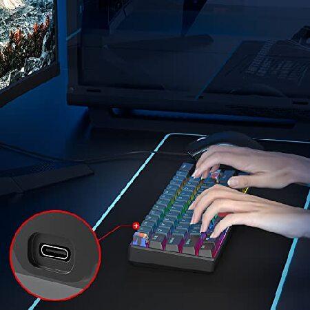【並行輸入品】 Ussixchare 61 Tasten， 60% Tastatur， mechanische RGB-Tastatur， kabelgebunden， 60% Gaming-Tastatur mit PBT-Hintergrundbeleuchtung， mit_4