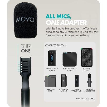 Movo WMX-HM Handheld Wireless Microphone Adapter for Wireless Mini and WMX-2 Systems - Compatible with DJI Mic, Rode Wireless GO, Hollyland Lark, and｜olg｜03