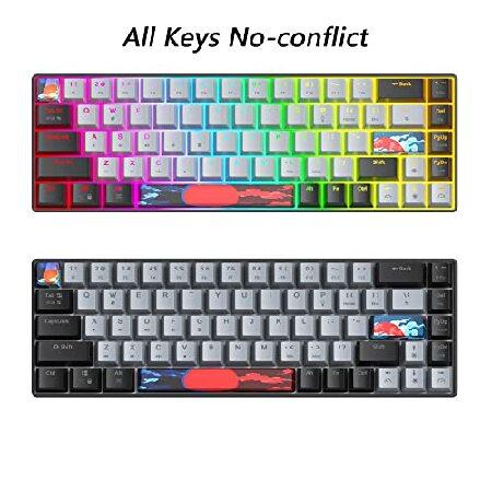 【並行輸入品】 Mosptnspg Protable 60% ゲーミングキーボード メカニカル、ミニコンパクトRGBバックライト68キー有線オフィスキーボード 赤スイッチ付き_1