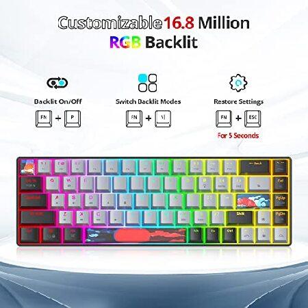 【並行輸入品】 Mosptnspg Protable 60% ゲーミングキーボード メカニカル、ミニコンパクトRGBバックライト68キー有線オフィスキーボード 赤スイッチ付き_5