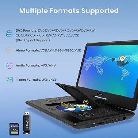 【並行輸入品】 WONNIE 16.5\" Portable DVD Player with 14.1\" Large HD Swivel Screen, 6 Hours Rechargeable Battery, High Clear Volume Speaker, Supportの画像